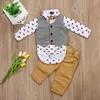 Set di abbigliamento set da bambino set stampato body ganer grigio giubbotto pantaloni pantaloni pantaloni 0-24m nati da bambino per bambini