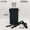 2000ML Stainless Steel Drinking Water Bottle Cycling Camping Hiking Silver Outdoor Travel Quality Portable Sports Drink Bottle 240416