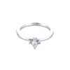 Clusterringen Authentieke S925 Sterling Silver Ring Clear Heart Solitaire vinger voor vrouwen bruiloft verloving Fijne sieraden Groothandel