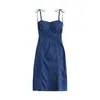 Sukienki swobodne szykowne paski spaghetti dzielone bandaż sundress kobiet bez rękawów Bodycon Blue Denim Long Sukienka Summer Ladies Sling Backless