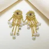 Boucles d'oreilles étalon de diable Fringe de perle de perle de niche de conception de tempérament médiéval