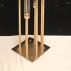 Ljushållare 10 huvuden Metal Candelabra Road Lead Table Centerpiece Gold Candelabrum Stand Pillar Candlest för bröllop