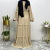 Ethnic Clothing Chiffon Cuff Sleeves Muslim Dress Middle Eastern Dubai Abayas Turkey Islamic Caftan Women Simple Long Sleeve Loose Ladies