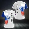 T-shirt maschile T-shirt russe per uomini Nuovi cortometraggi Slve Tops O-Neck Tops Russia Flag Stampa Maglietta da uomo Strtwear Abbigliamento oversize T240425