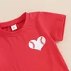 衣料品セット子供服の子供たちの女の子の夏の衣装半袖OネックTシャツトップス+野球プリントフレアパンツセットコスチューム