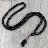 Collane a sospensione che brillano per perle di pietra naturale nera Collana Obsidiana opaca 108 MARA PERCHIGGIO Meditazione Yoga Gioielli Q240426
