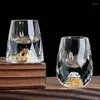 Wine Glasses Sake Double Shochu Crystal Cup Glass Hard Liqueur Foil High-end Liquor Luxury Bottom Gifts Bar Vodka Gold Tea