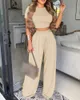 Women's Two Piece Pants Summer Two Piece Set Women Fashion Casual Round Neck Print Short Tshirt Wide-leg Pants Suit Beach Style Two Piece Set Women Y240426