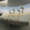 Charm 1pc silverfärg lång tofs klippörhängen för kvinnor män kreativa enkelt c öron manschett icke-genomträngande öronklipp trend smycken gåva