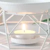 Candle Holders Metal Aromatic Oil Burner Geometric Frame Ceramic Essential Tealight Holder Wax Melt Warmer Melter Aroma Lamp 85DA