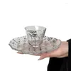 Mugs Chinese Style Mug Bamboo Tea Cups Sets Household Transparent Glass Small Plates Coffee Coasters And Cup Holders