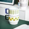 Tasses net rouge ins vent nordique en céramique lait mark tasse empilée petit déjeuner créatif de maison de maison simple tasse de café simple