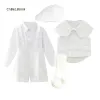 Matrassen Boy -outfit Set Boutique Witte formele pakken 5pcs Baptismal Baby Boys Girls kleding met kinderen 14 jaar verjaardagsfeestjurk