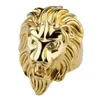 Mode Lion Band Ring Gold Steel Color Mens Rings zware mentale punkstijl Gothic Biker Designer sieraden4679946