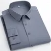 Heren DRID Shirts 6xl Business Solid Color Elastic Wrinkle-Free No Trace Slim Fit Shirt Men Lange Mouw Tops Formeel Wit Satin