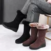 Boots High Women Warm Plexhide Ladies Long Confortable Winter Female Wedge Algody Cotton Shoes Mid-Calf Fur Zapatos Mujer