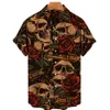 メンズカジュアルシャツハワイアンレトロカジュアルルーズシャツ3Dバージョンのカーアロハビーチメンズ衣類240424