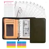 Affärsbudgetplanerare PU Leather Folder Padfolio Binder Cash Envelope Organizer med Clear Zipper for Man