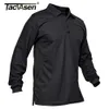 Taktiska T-shirts Tacvasen Summer Long Sleeved Performance T-shirt Mens Tactical Shirt Quick Torking Golf Team Work Shirt Jersey Casual Top 240426