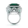 Anéis de casamento Jóias de luxo feitas à mão 925 Serling Sier enchimento grande princesa cortada Emerald Pave CZ Diamond Parrt Promise Mulheres Engageme Dhs8q