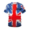 Mäns kostymer A1268 T-shirts Union Jack 3D Print UK TSHIRT TOPS Män kvinnor mode hip hopp tees skjorta pojke flicka hajuku kläder