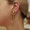 Charme Nouveau métal irrégulier doubles lignes géométrie Clip de l'oreille d'oreille sans boucles d'oreille Boucles d'oreilles suspendues à l'oreille pour femmes bijoux