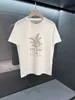 Heren T -shirts geborduurd ronde nek Brunello korte mouw Cucinelli wit los casual shirt