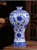 Vases Jingdezhen Blue et Porcelaine Blanc Fine Os Bone Chine Vase Vase Péonie Décorée Céramique de haute qualité