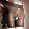 Women's Panties Sexy Men Sissy Boxers Oil Shiny Front Hole Women Mesh Ultra-thin Underpants Transparent Solid Silky Erotic Underwear