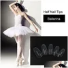 False chiodi all'ingrosso-500pcs Long ballerina mezza unghie Clear Coffin Abs Abs Artificiale fai-da-te fa falso gel UV arte di alta qualità consegna di goccia di alta qualità otfbe