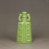 Bottles Chinese Song Chai Kiln Green Glaze Porcelain Flat Bell Shape Vase 5.9 Inch