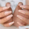 False Nails Medium Long Press On Nude Coffin Shape French Nail Tips With Glitter Decorative Shiny Gel Manicure Tip 24 Nov Drop Delive Otlzj