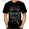 T-shirts masculins T-shirt imprimé de singe gorille gorille motif de mouton drôle manche courte vêtements créatifs rond tshirt Q240426