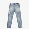 Jeans maschile 2024 MENS lacrima jeans stretti y2k hip hop patch lavoro alla moda ultra sottile pantaloni a matita dritta pantaloni denim retrò abbigliamento da strada trusersl2404