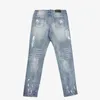 Mäns jeans 2024 mens riva tight jeans y2k hip hop patch arbete mode ultrat tunna rak blyerts tvättbyxor denim retro gata klädbroderssl2404