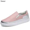 Casual Shoes Yomior Spring Real Cow Leather Women Slip-On Lady Loafers Flats White Pink Black Breathable Sneakers Moccasins