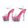 Dance Scarpe per matrimoni estivi tacchi sexy e piattaforma decorativa rosa rosa rosa con tacco alto 15 cm