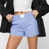 Shorts femininos xingqing shorts de 2000 y2k roupas estéticas elásticas listradas de listras listradas shorts soltos calças quentes casuais camiseta y240425