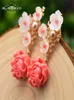 Glseevo Real 925 Sterling Silver Pink Coral Drop Earrings White Pearl Natural Stone Shell Flower Dangle Ge0024 2106244470499