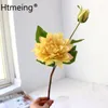 Decorative Flowers Artificial Decoration Silk Dahlias Peony Green Leaf Decor For Home Party Wedding