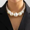 Kedjor Big Imitation Pearl Beads Halsband Kort choker för kvinnor Charms Ladies Collar 2024 Fashion Jewelry Wedding Accessories On Neck