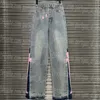 Jeans patchwork in pelle Donne pantaloni in jeans pantaloni blu contrasto blu color jean pantaloni designer di moda stile street jeans