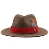 Natural Panama Soft Shaped Straw Hat Summer Women/Men Wide Brim Beach Sun Cap UV Protection Fedora Cowboy straw hat 240423