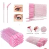 Make -up -Bürsten 300pcs glänzende rosa Einwegmikro -Wimpernkristall -Mascara -Zauberstäbe Applicator Eyebrow Comb Tool Kit Drop Lieferung Otuun Otuun