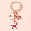 Keychains Lanyards Cartoon Santa Claus Keychains Emamel Christmas Snowman Gift Box Keyrings For Women Men Car Key Handbag Pendants Key Chains