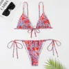 Damen Badebekleidung Customized Logo Badeanzug Dreieck Schnürring Ring Print Sexy Quicksell Cross Out Bikini