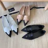 Casual Dress Shoes Ballet Flats Shoes Designer High-Heeled Shoes Spring Cowhide Letter Bow Fashion Women Black Flat Boat Shoe Lady Leather