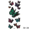 Tattoo Transfer 1pcs 3d Butterfly Tattoos adesivos Rose Flor Girls Mulheres Mulheres Arte Arte Transferência de água Temporar
