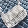 Bolsos de hombro perlas hechas a mano cristal transparente con cuentas elegantes cuentas acrílicas bolsas para mujeres bolsos de bolsas