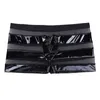 UNDUPTS MENSSY SISSY INDITWAR WETLOOK DERİ DERİ BOXER ŞORKLAR MESH PATHWORK STRIPE LOW RICE SEKSİ EGZOTİK EGZOTİK EGZOT